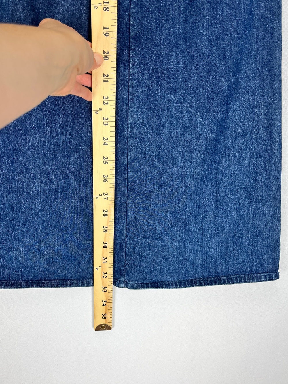 Orvis Denim Maxi Skirt Womens Size Small Medium Wash Jean Pockets 100% Cotton - Picture 7 of 7